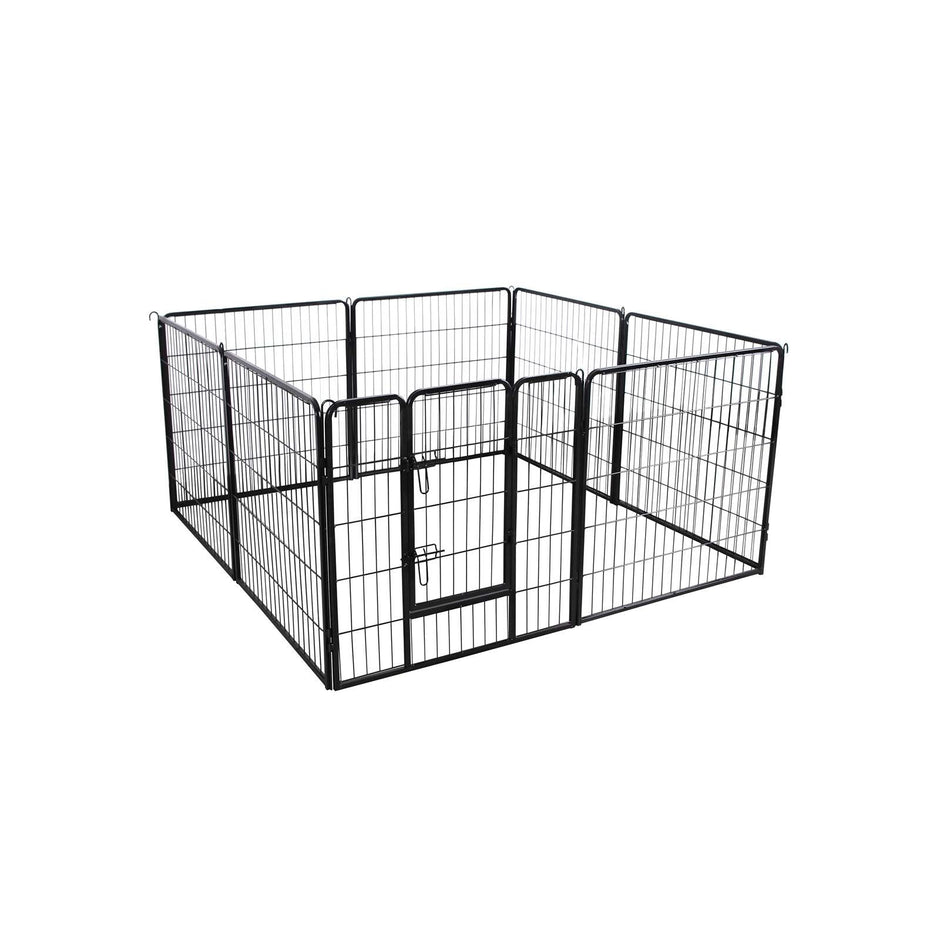 Heavy Duty Playpen – Metal – Black – 8 Panels, 80 x 80 cm