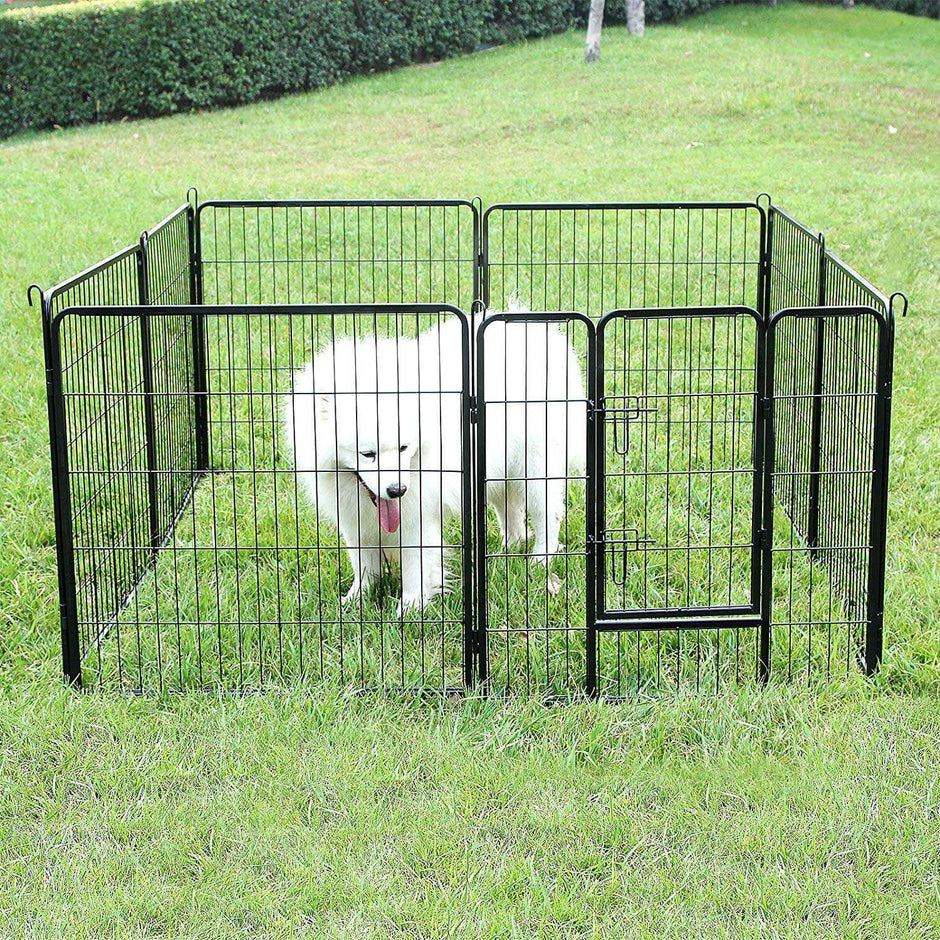 Heavy Duty Playpen – Metal – Black – 8 Panels, 80 x 80 cm