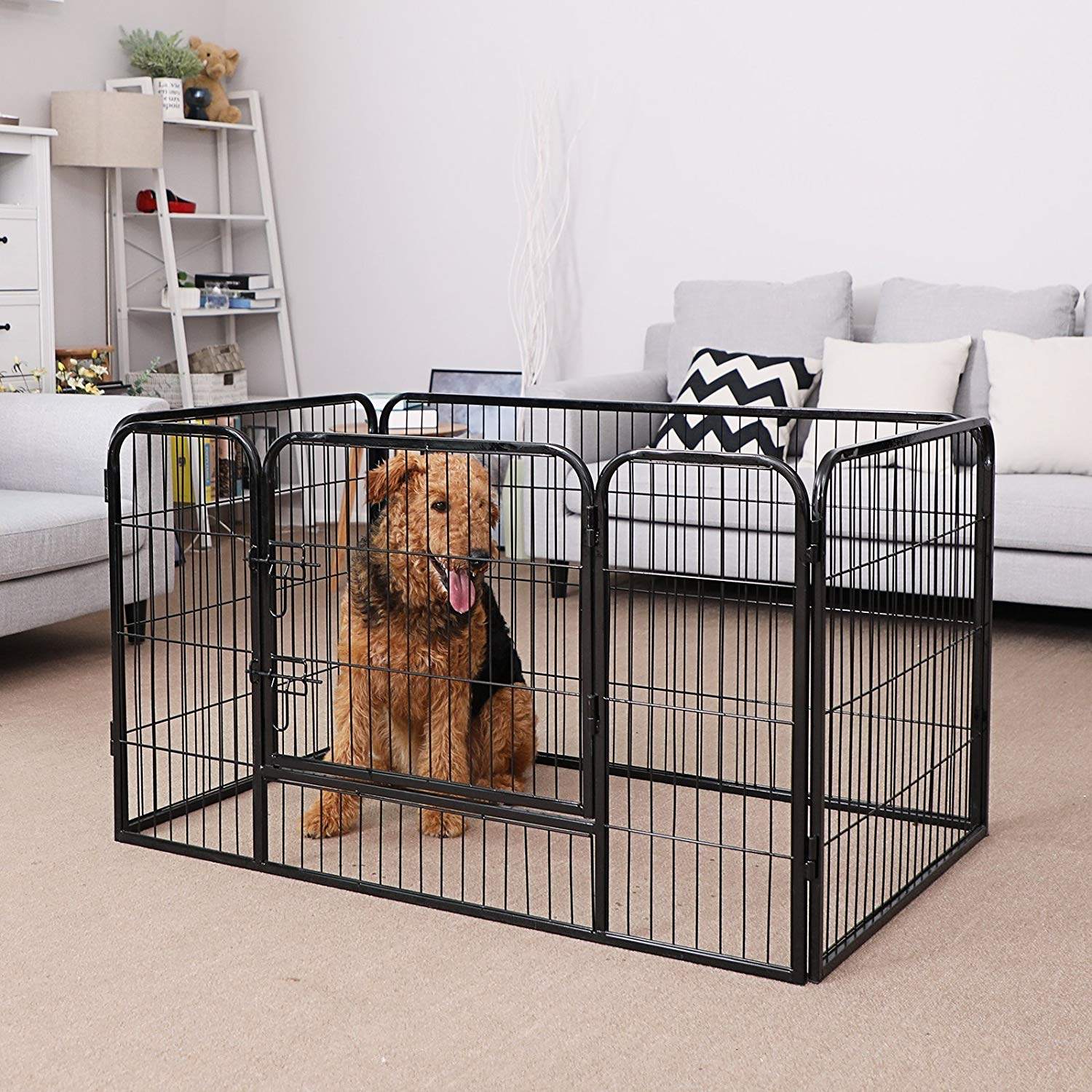 Puppy Playpen – Heavy Duty Metal – Black – Expandable 4-Panel Design