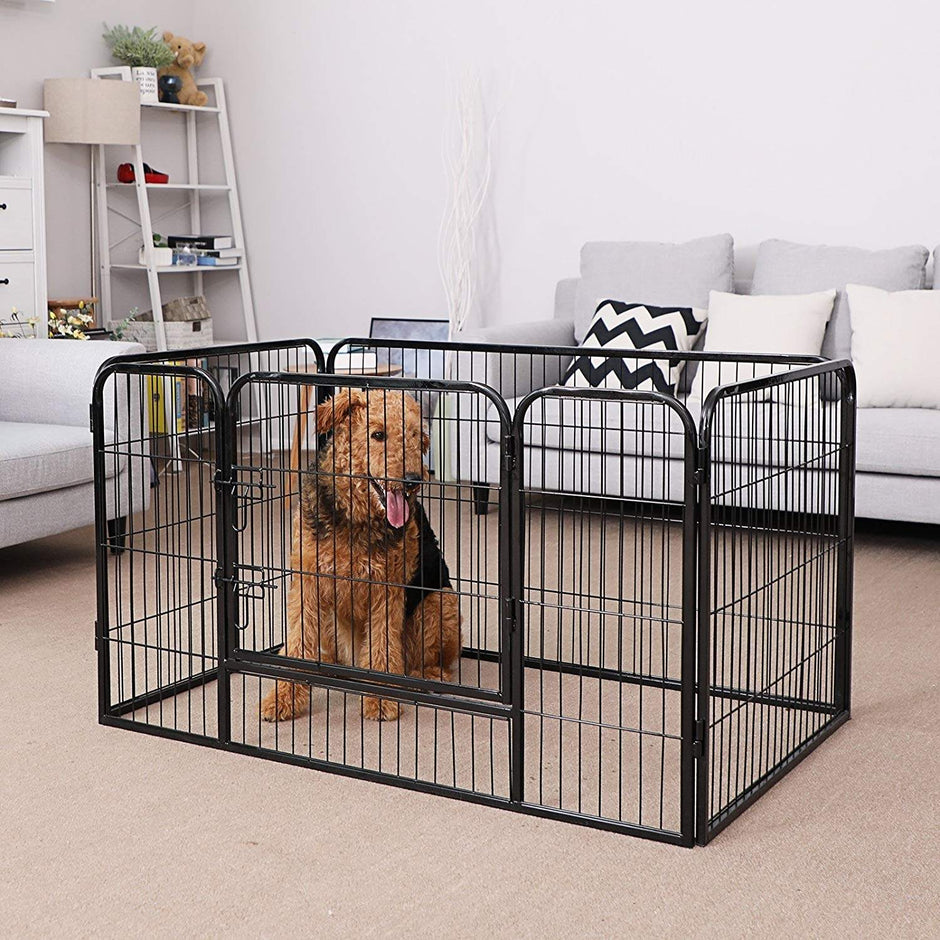 Puppy Playpen – Heavy Duty Metal – Black – Expandable 4-Panel Design