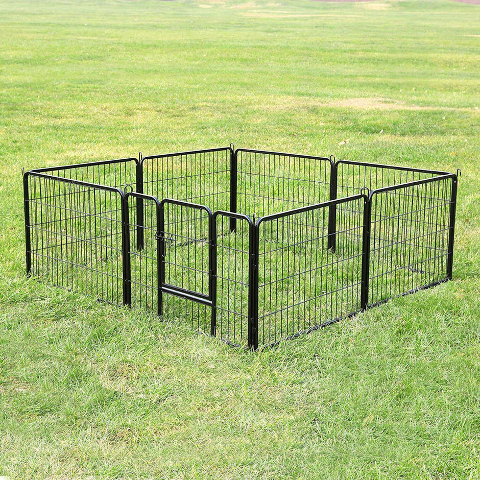 Heavy Duty Puppy Playpen – Metal – Black – 8 Panels, 80 x 60 cm