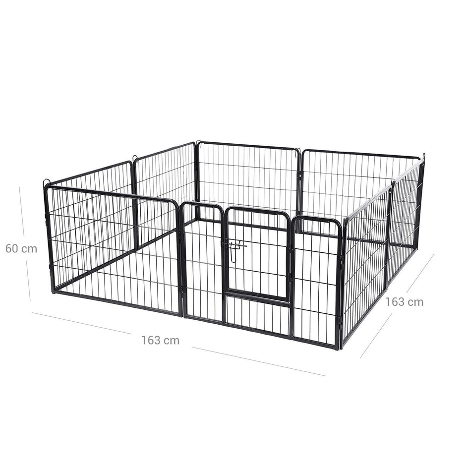 Heavy Duty Puppy Playpen – Metal – Black – 8 Panels, 80 x 60 cm
