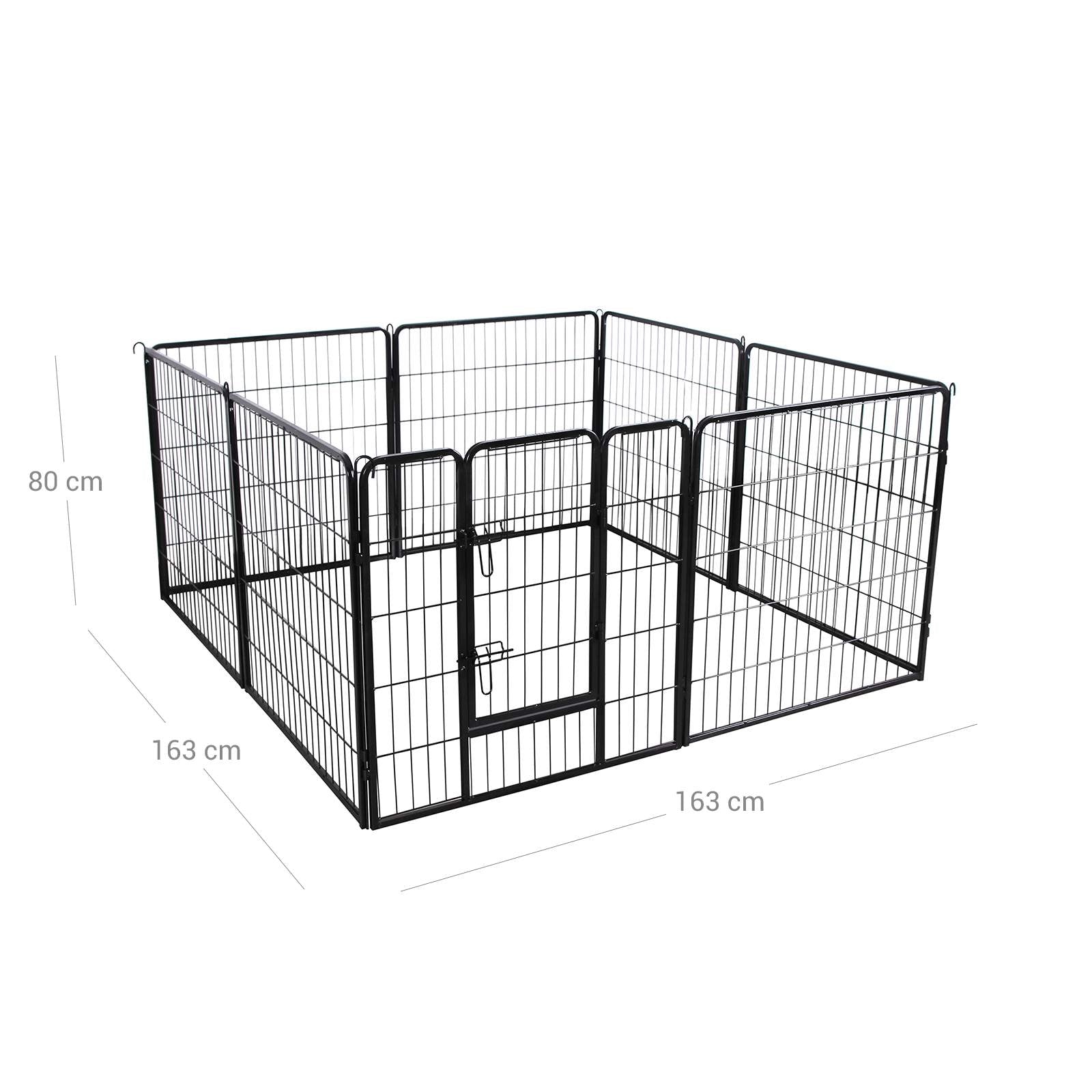 Heavy Duty Playpen – Metal – Black – 8 Panels, 80 x 80 cm