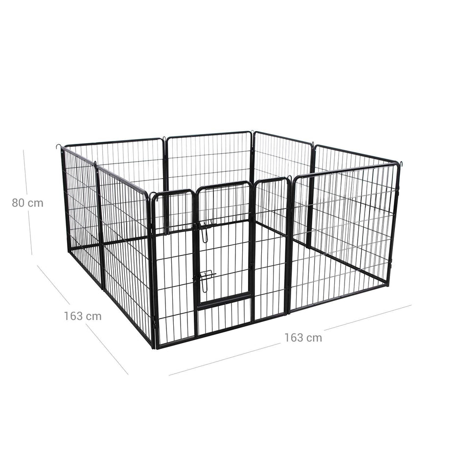 Heavy Duty Playpen – Metal – Black – 8 Panels, 80 x 80 cm