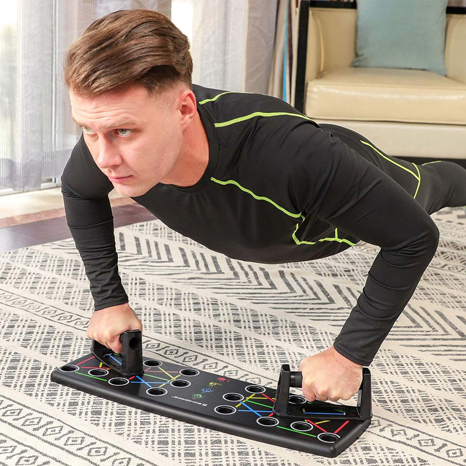 Push Up Board – Plastic – Black – Multifunctional 14-in-1 Exercise Tool