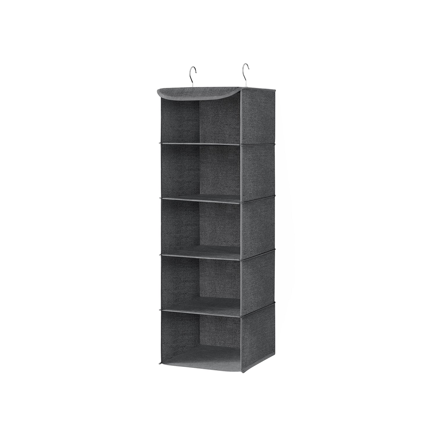 Set of 2 Hanging Wardrobe Storage Organisers – Fabric – Grey – 6 Shelves with Clips