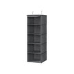 Set of 2 Hanging Wardrobe Storage Organisers – Fabric – Grey – 6 Shelves with Clips