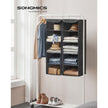 Set of 2 Hanging Wardrobe Storage Organisers – Fabric – Grey – 6 Shelves with Clips