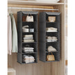 Set of 2 Hanging Wardrobe Storage Organisers – Fabric – Grey – 6 Shelves with Clips