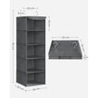 Set of 2 Hanging Wardrobe Storage Organisers – Fabric – Grey – 6 Shelves with Clips