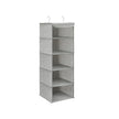 Hanging Storage Shelves – Fabric – Grey – 6-Tier Wardrobe Closet Organizer with Clips