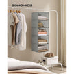 Hanging Storage Shelves – Fabric – Grey – 6-Tier Wardrobe Closet Organizer with Clips