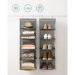 Hanging Storage Shelves – Fabric – Grey – 6-Tier Wardrobe Closet Organizer with Clips