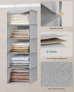 Hanging Wardrobe Storage Organisers – Fabric – Light Grey – Set of 2 with 6 Shelves and Clips