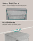 Hanging Wardrobe Storage Organisers – Fabric – Light Grey – Set of 2 with 6 Shelves and Clips