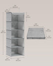 Hanging Wardrobe Storage Organisers – Fabric – Light Grey – Set of 2 with 6 Shelves and Clips