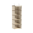 Hanging Wardrobe Storage Organiser – Fabric – Sand Beige – 6 Shelves with Clips