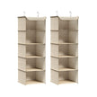 Set of 2 Hanging Wardrobe Storage Organisers – Fabric – Sand Beige – 6 Shelves