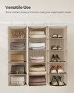 Set of 2 Hanging Wardrobe Storage Organisers – Fabric – Sand Beige – 6 Shelves