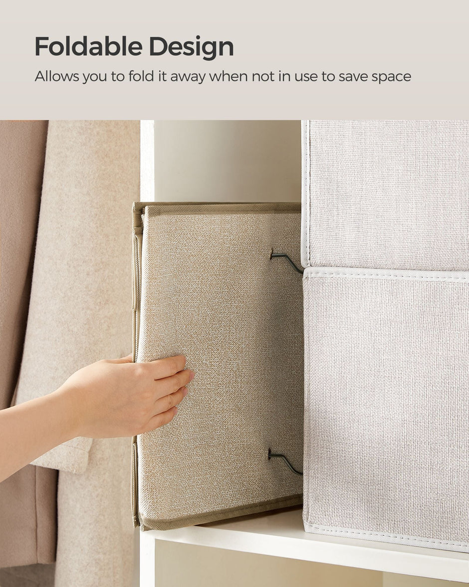 Set of 2 Hanging Wardrobe Storage Organisers – Fabric – Sand Beige – 6 Shelves