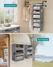 Hanging Wardrobe Organiser – Fabric – Dove Grey – 6-Tier with Separable Design and Side Pockets