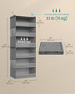 Hanging Wardrobe Organiser – Fabric – Dove Grey – 6-Tier with Separable Design and Side Pockets