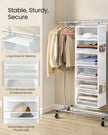 Hanging Wardrobe Organiser – Fabric – Cloud White – 6-Tier Design with Side Pockets, Foldable, and Metal Hooks