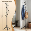 Hat and Coat Stand – Solid Wood – Black – Height Adjustable with 8 Hooks