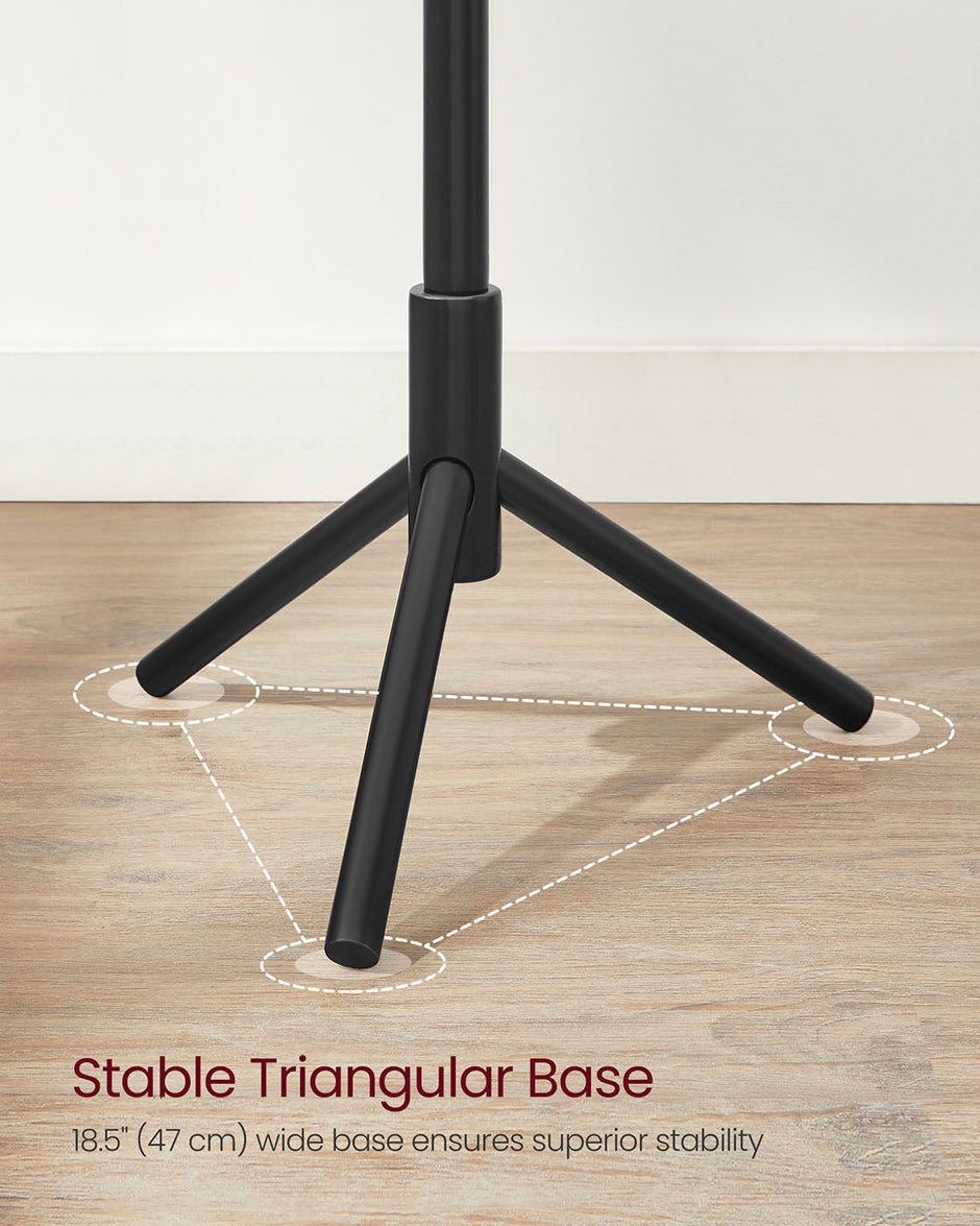 Free Standing Coat Rack – Solid Wood – Black – 8 Hooks for Entryway and Hallway