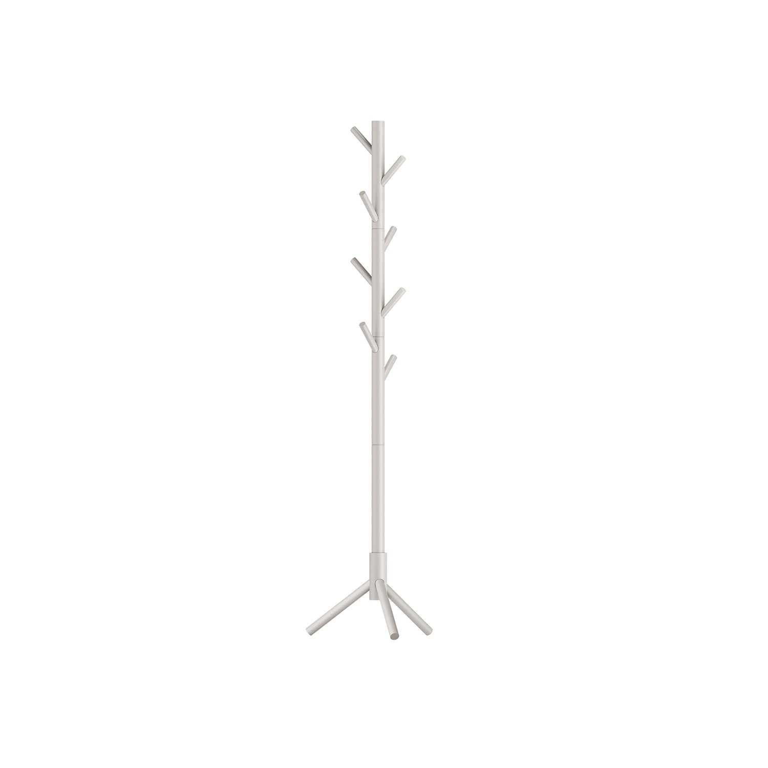 Coat Stand – Solid Wood – Black – Free Standing with 8 Hooks and Adjustable Height