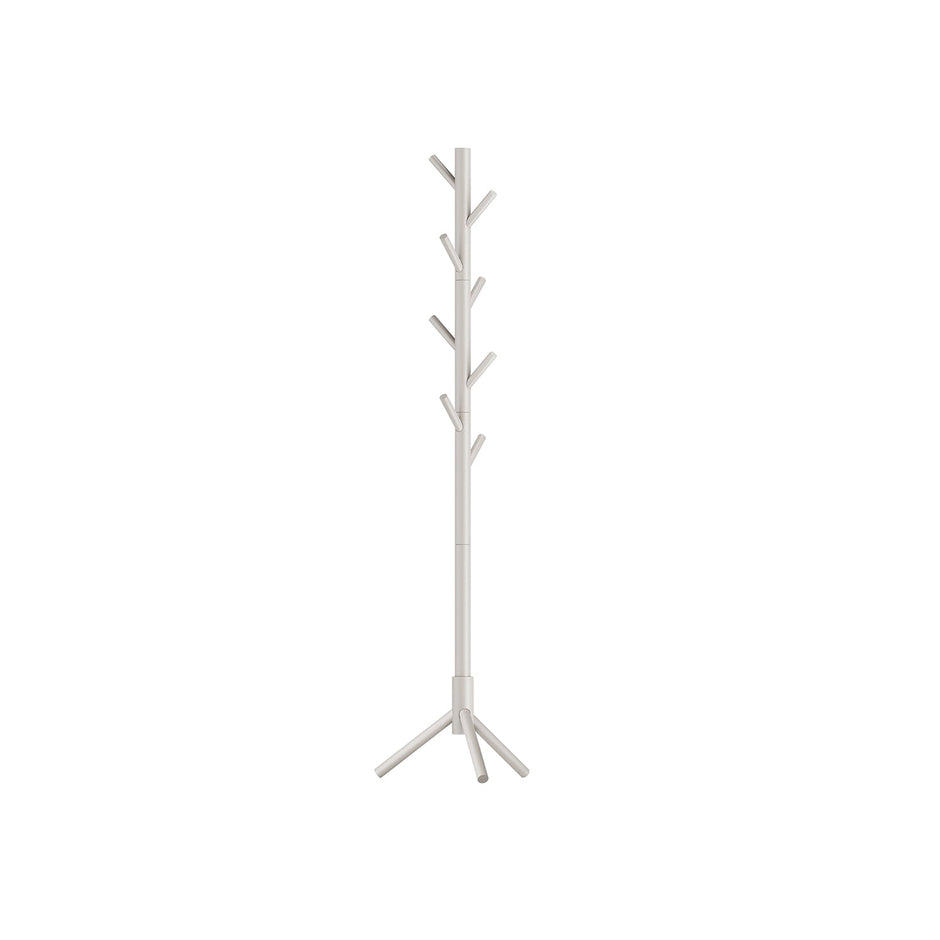 Coat Stand – Solid Wood – Black – Free Standing with 8 Hooks and Adjustable Height