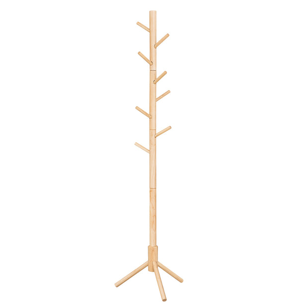 Wooden Coat Stand – Solid Wood – Black – Free Standing with 8 Hooks