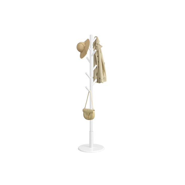 Coat Rack – Solid Wood – Cloud White – 8 Hooks for Entryway and Hallway