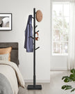 Free Standing Coat Rack – Solid Wood – White – 8 Hooks for Coats, Hats, and Bags