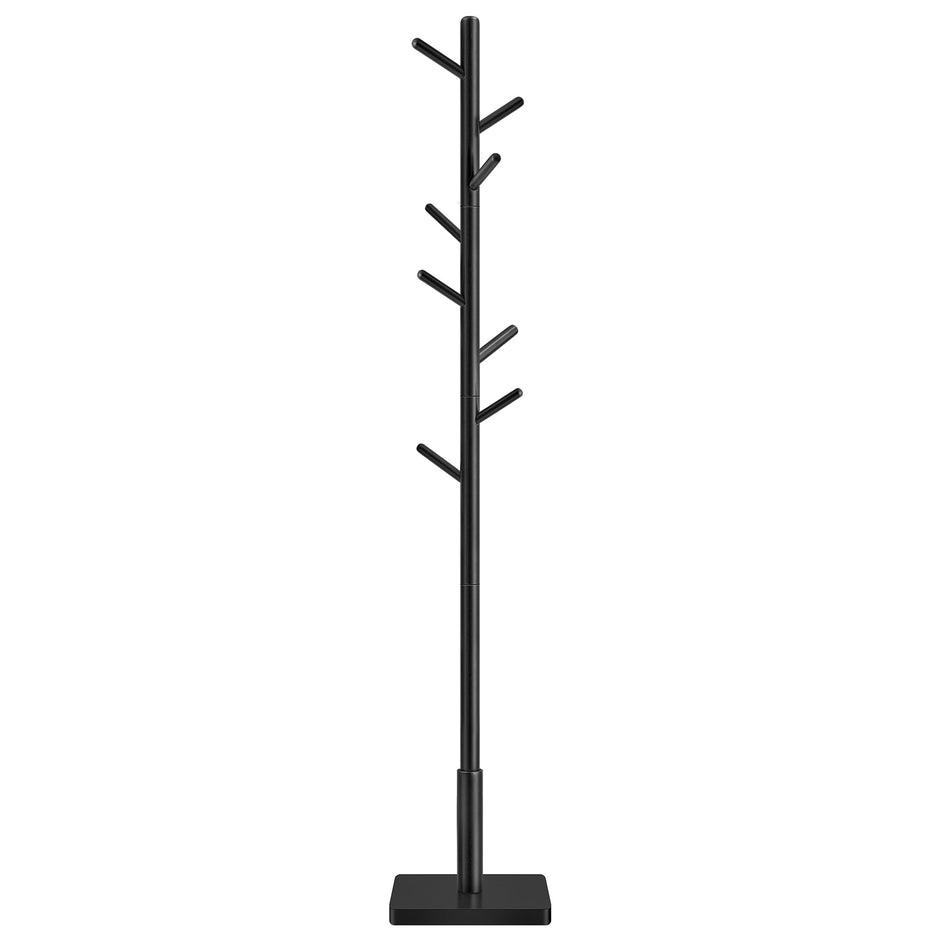 Free Standing Coat Rack – Solid Wood – White – 8 Hooks for Coats, Hats, and Bags