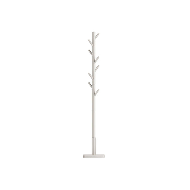 Solid Wood Coat Stand – Rubberwood – White – Free Standing Design with 8 Hooks
