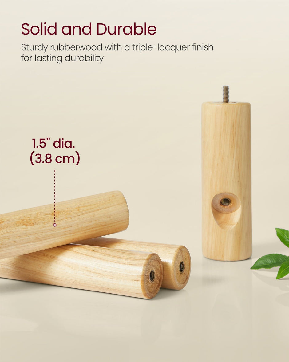 Solid Wood Coat Stand – Rubberwood – White – Free Standing Design with 8 Hooks