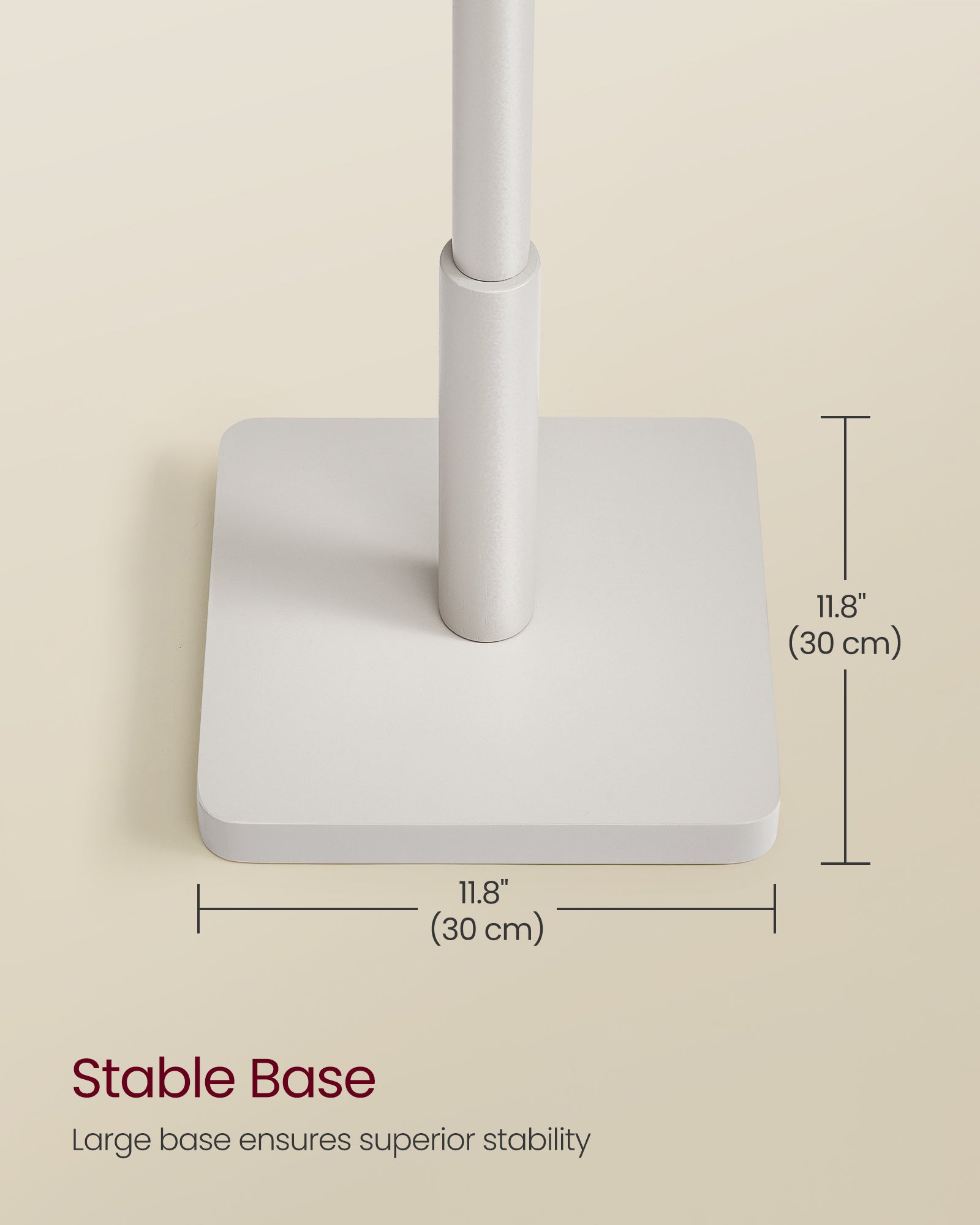 Solid Wood Coat Stand – Rubberwood – White – Free Standing Design with 8 Hooks