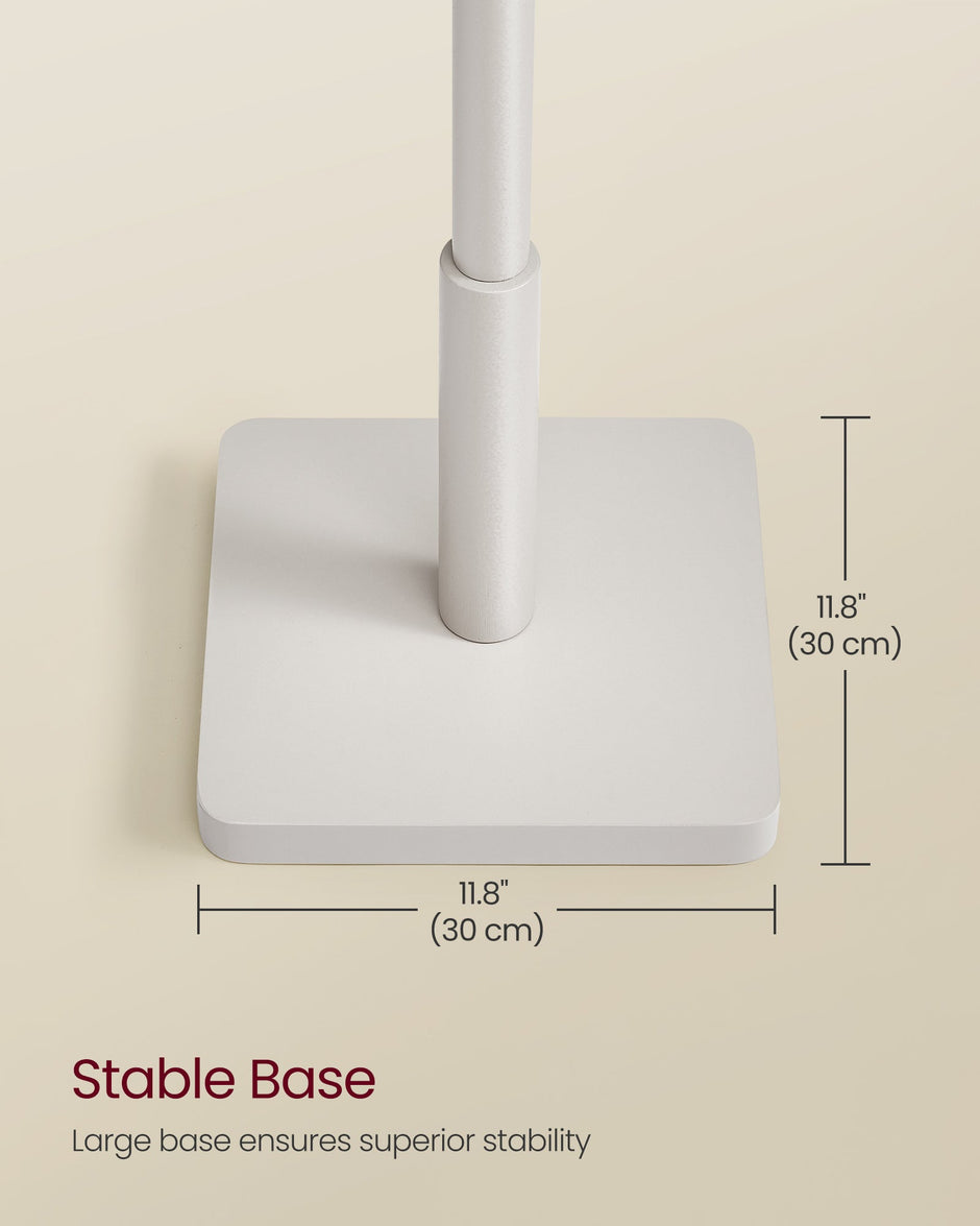 Solid Wood Coat Stand – Rubberwood – White – Free Standing Design with 8 Hooks