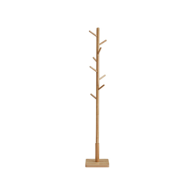Coat Stand – Solid Wood – White – Free Standing with 8 Hooks
