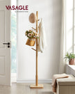 Free Standing Coat Rack – Solid Wood – White – 8 Hooks for Coats, Hats, and Bags