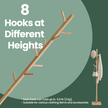 Free Standing Coat Rack – Solid Wood – Natural Beige – 8 Hooks, Adjustable Height