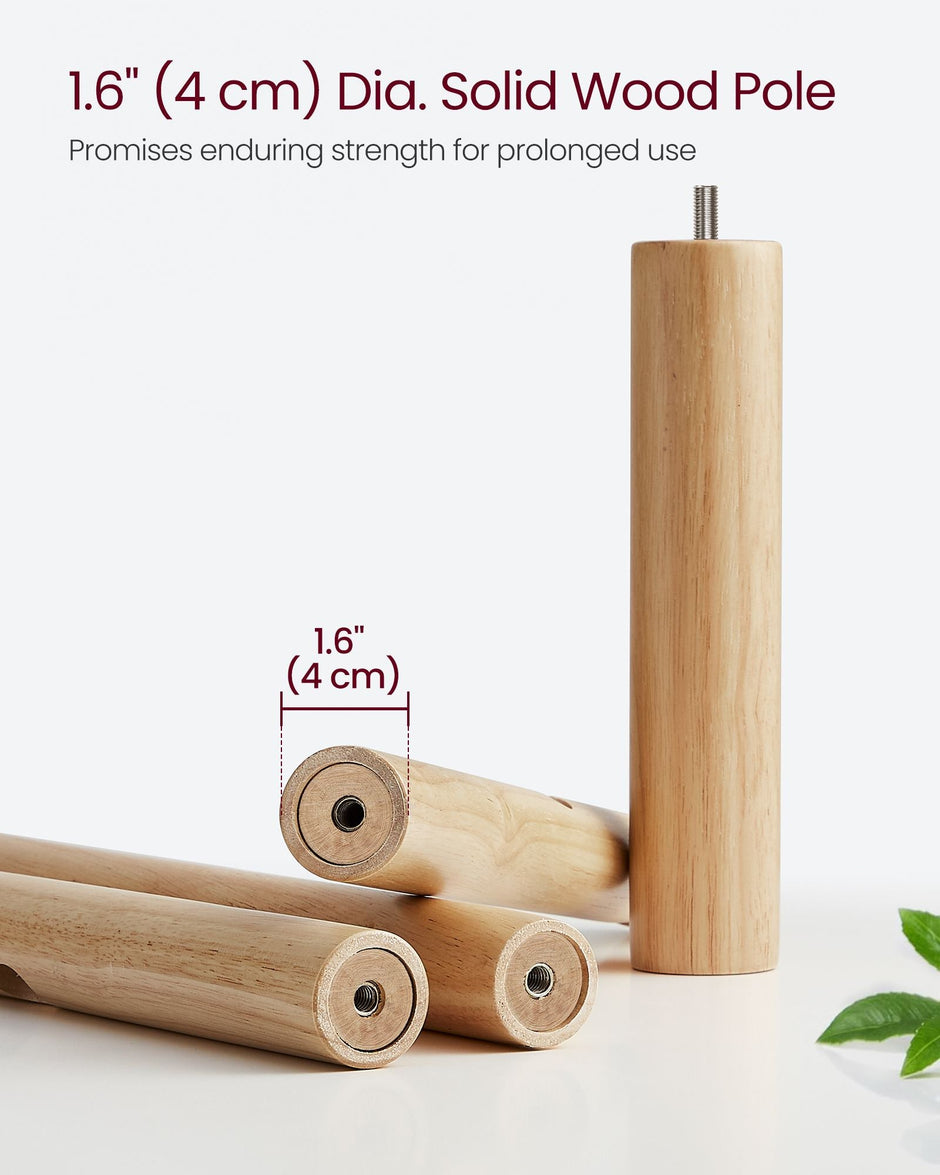 Free Standing Coat Rack – Solid Wood – White – 8 Hooks for Coats, Hats, and Bags