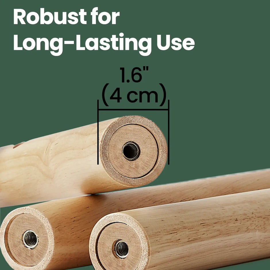 Free Standing Coat Rack – Solid Wood – Natural Beige – 8 Hooks, Adjustable Height