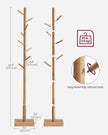 Free Standing Coat Rack – Solid Wood – White – 8 Hooks for Coats, Hats, and Bags
