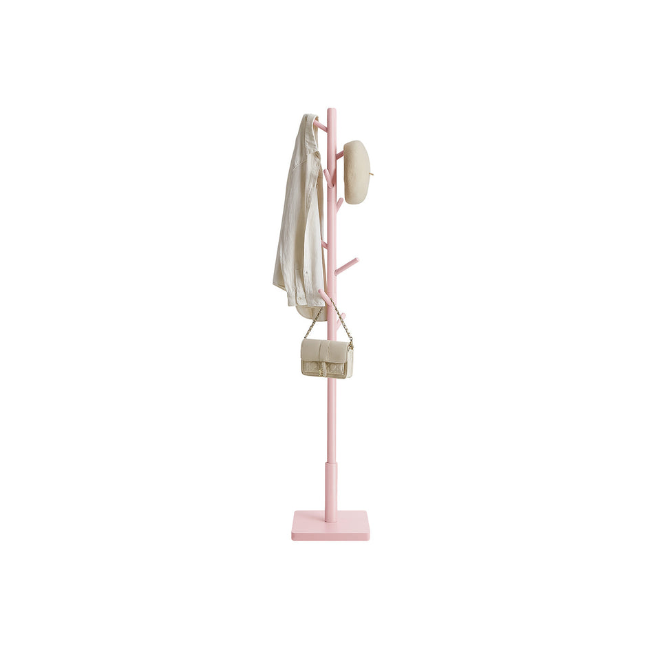 Coat Stand – Solid Wood – White – Free Standing with 8 Hooks
