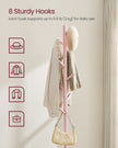Free Standing Coat Rack – Solid Wood – White – 8 Hooks for Coats, Hats, and Bags