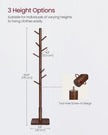 Coat Rack – Solid Wood – Dark Walnut – Free Standing with 8 Hooks