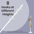 Coat Rack – Solid Wood – White – Height Adjustable with 8 Hooks
