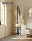 Freestanding Coat Rack – Metal – Ink Black – 12 Hooks with Umbrella Holder